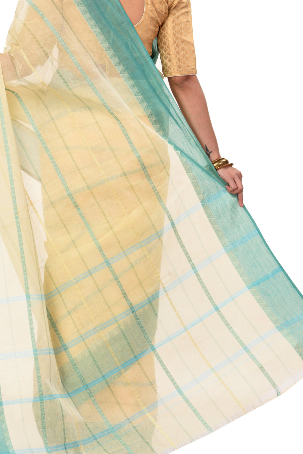 See Green Pure Cotton Boysko Tant Saree (428)